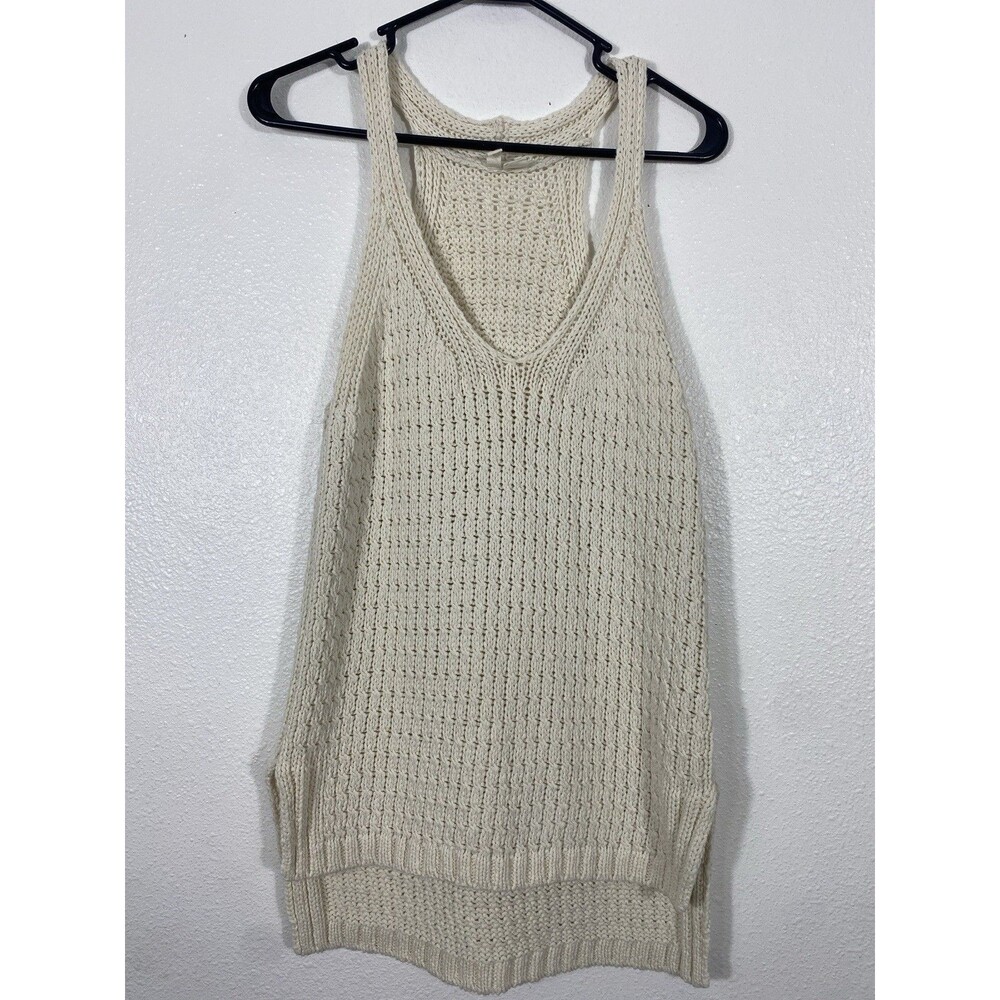 Anthropologie Moth Sweater Tank Women S Cream High Neck Racerback High-Low ** - Picture 3 of 15